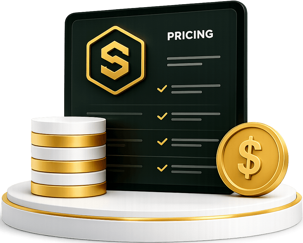 Simple Transparent Pricing 3D Graphic