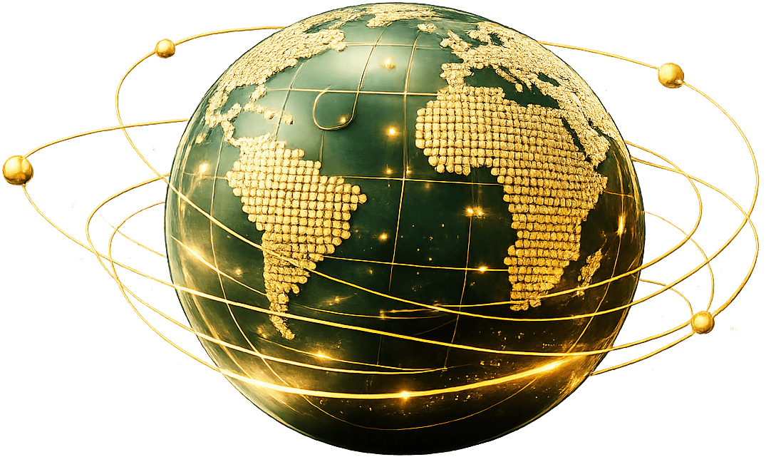 3D Emerald & Gold Globe